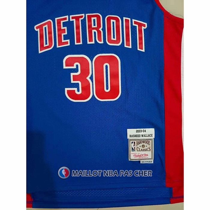 Maillot Detroit Pistons Rasheed Wallace NO 30 Mitchell & Ness 2003-04 Bleu